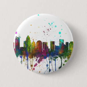 CHARLOTTE, NORTH CAROLINA SKYLINE 6 CM ROUND BADGE
