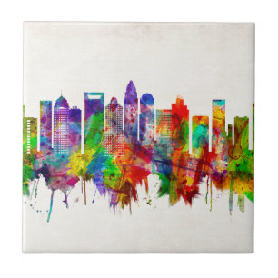 Charlotte North Carolina Skyline Ceramic Tile