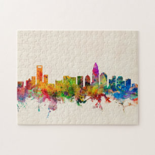 Charlotte North Carolina Skyline Cityscape Jigsaw Puzzle