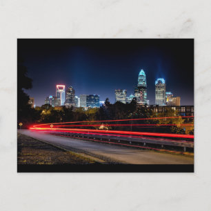charlotte north carolina skyline evening postcard