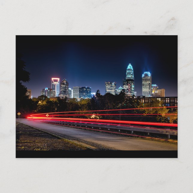 charlotte north carolina skyline evening postcard (Front)