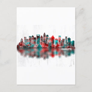 Charlotte North Carolina Skyline Holiday Postcard