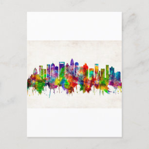 Charlotte North Carolina Skyline Holiday Postcard