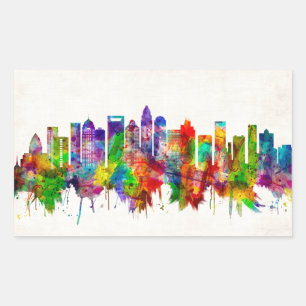 Charlotte North Carolina Skyline Rectangular Sticker
