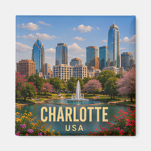 Charlotte North Carolina travel gift Garden Scene Magnet