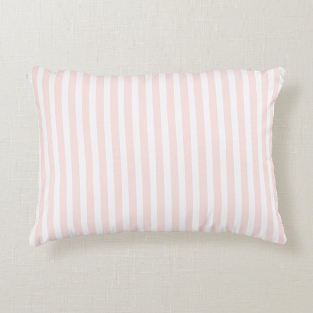 Charlotte Pink and White Stripes Baby Pink Decorative Cushion (Front)