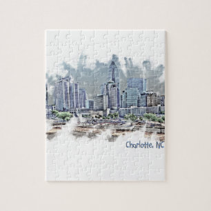 charlotte queen city skyline jigsaw puzzle