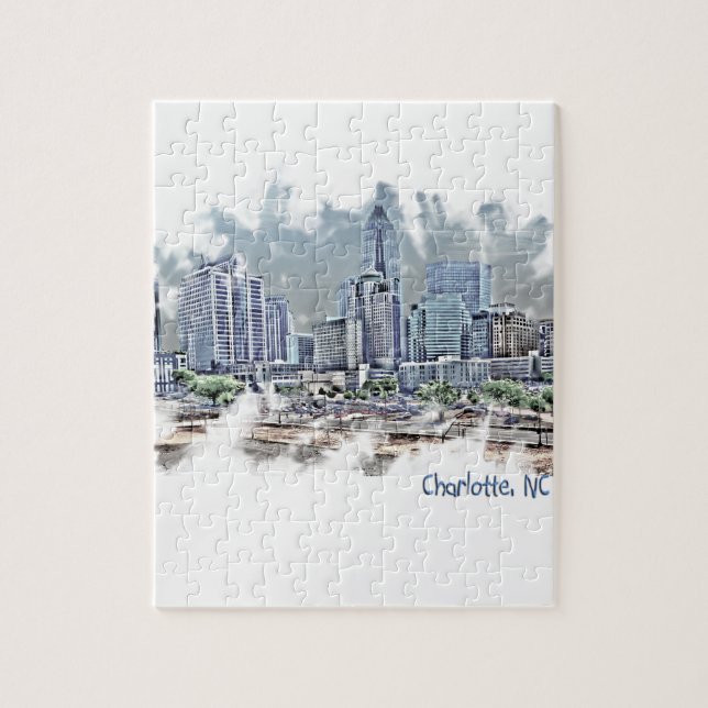 charlotte queen city skyline jigsaw puzzle (Vertical)