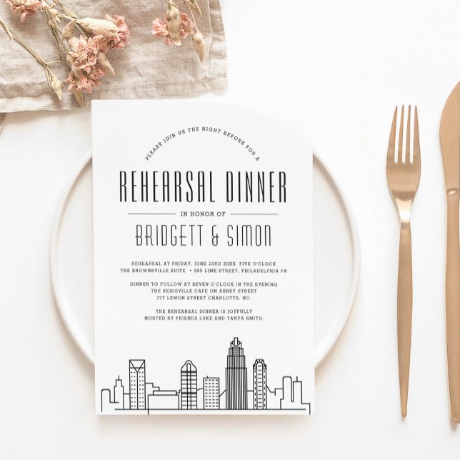 Charlotte Rehearsal Dinner | City Skyline Invitation (Creator Uploaded)