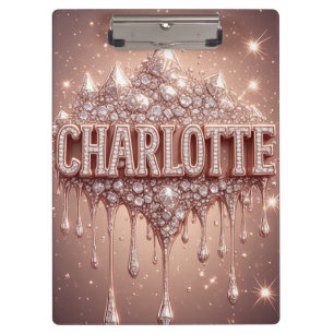 🌸Charlotte Rose Gold Glitter Name Notes🌸 Clipboard