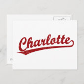 Charlotte script logo in red postcard (Front/Back)