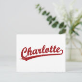 Charlotte script logo in red postcard (Standing Front)