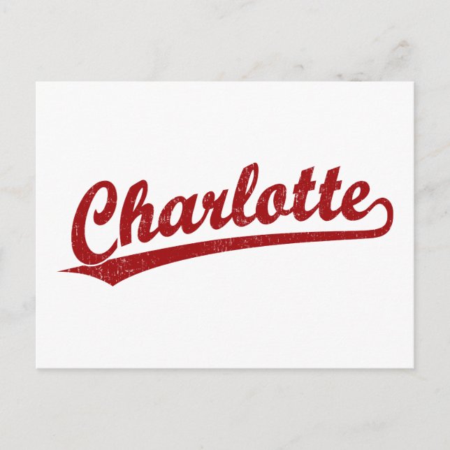 Charlotte script logo in red postcard (Front)