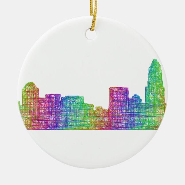 Charlotte skyline ceramic tree decoration (Front)