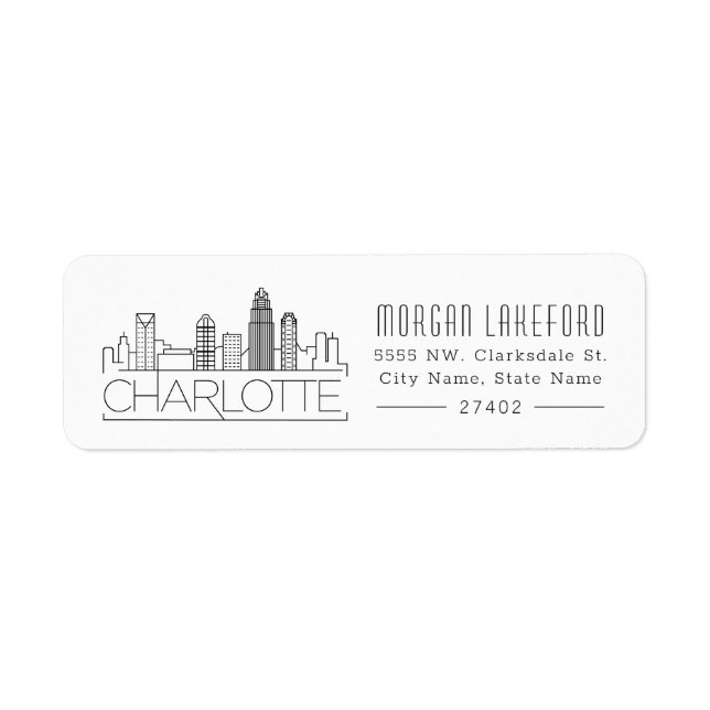 Charlotte Stylised Skyline | Return Address Label (Front)