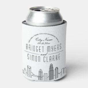 Charlotte Stylised Skyline   Wedding Can Cooler