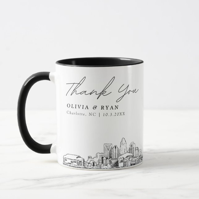 Charlotte Wedding Simple Custom Coffee Mug (Left)
