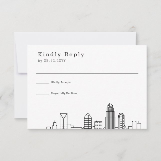 Charlotte Wedding | Stylised Skyline RSVP (Front)