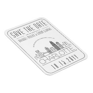 Charlotte Wedding Stylized Skyline Save the Date Magnet