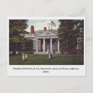 Charlottesville VA, Thomas Jefferson Home postcard