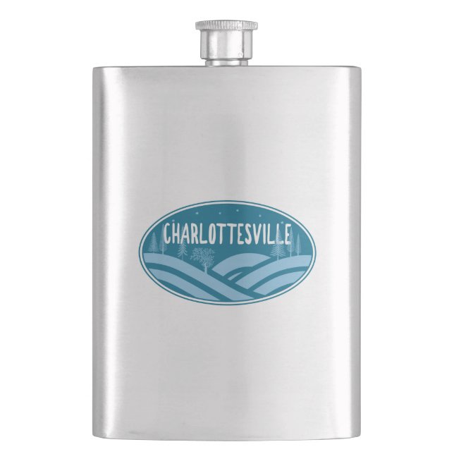Charlottesville Virginia Outdoors Hip Flask (Front)