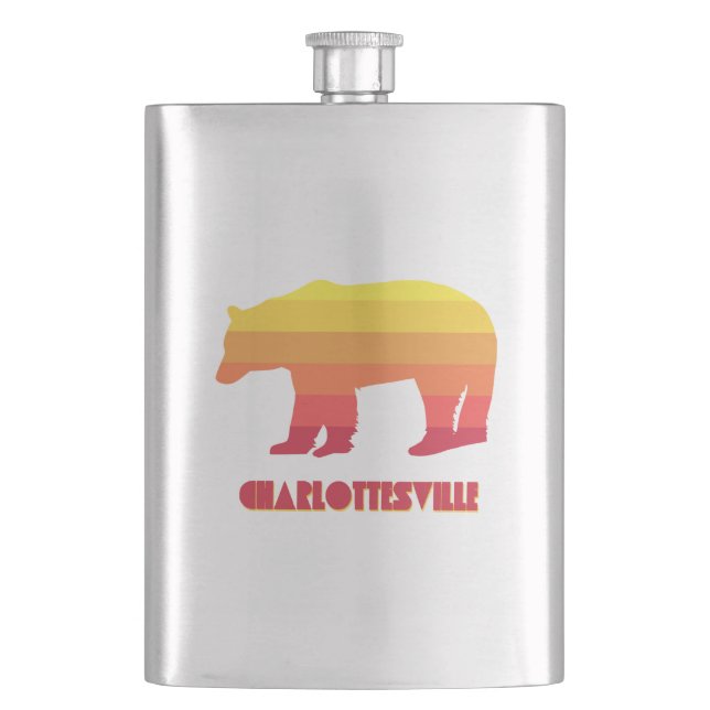 Charlottesville Virginia Rainbow Bear Hip Flask (Front)