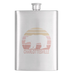 Charlottesville Virginia Retro Bear Hip Flask