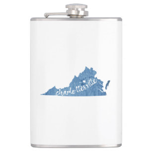 Charlottesville Virginia Wood Plaque Hip Flask