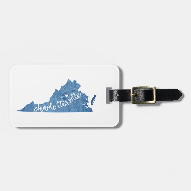 Charlottesville Virginia Wood Plaque Luggage Tag (Front Horizontal)