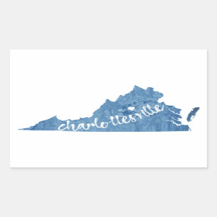 Charlottesville Virginia Wood Plaque Rectangular Sticker