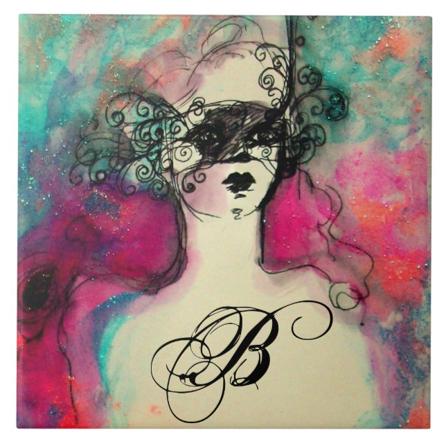 CHARM Beauty With Mask Monogram Ceramic Tile (Front)