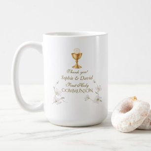 Charm Blush Blue Floral Twin First Holy Communion Coffee Mug