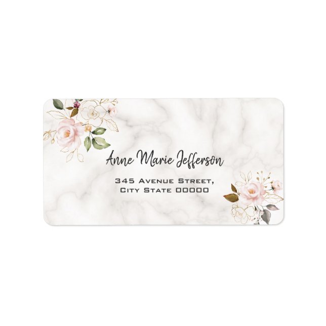 Charm Blush Gold Flowers Monogram Wedding Label (Front)