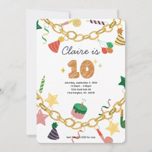 Charm Bracelet 10th Birthday Party Invitation