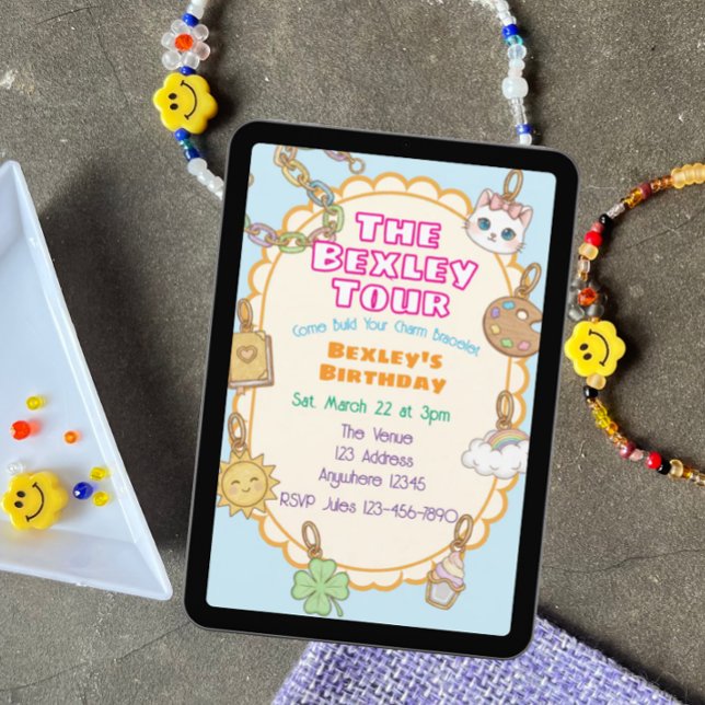 Charm Bracelet Birthday Tour Invitation (Creator Uploaded)