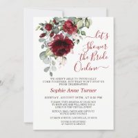 Charm Burgundy Blush Flowers Virtual Bridal Shower