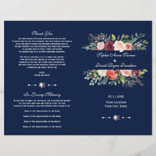 Charm Burgundy Floral Frame Dark Blue Program