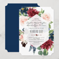 Charm Burgundy Floral Hexagon Frame Wedding