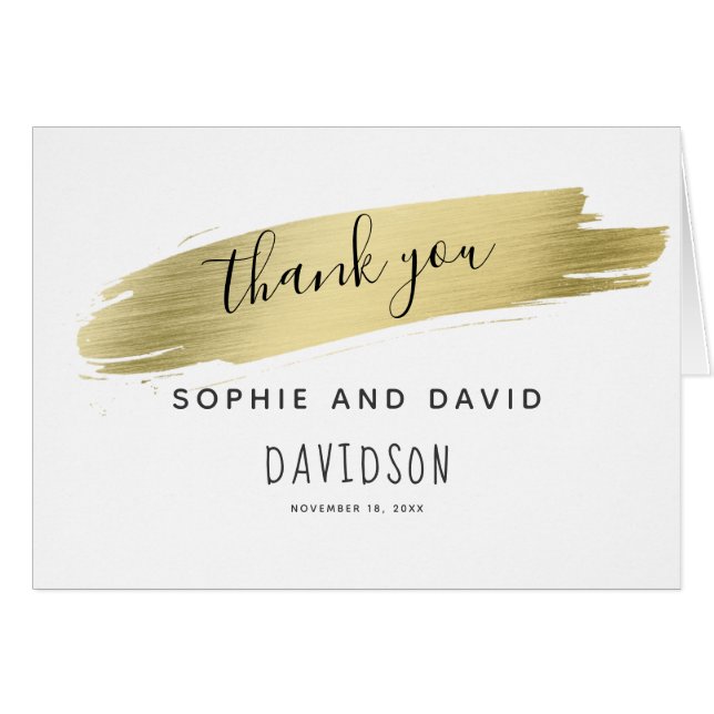 Charm Calligraphy Gold Stroke Thank you (Front Horizontal)