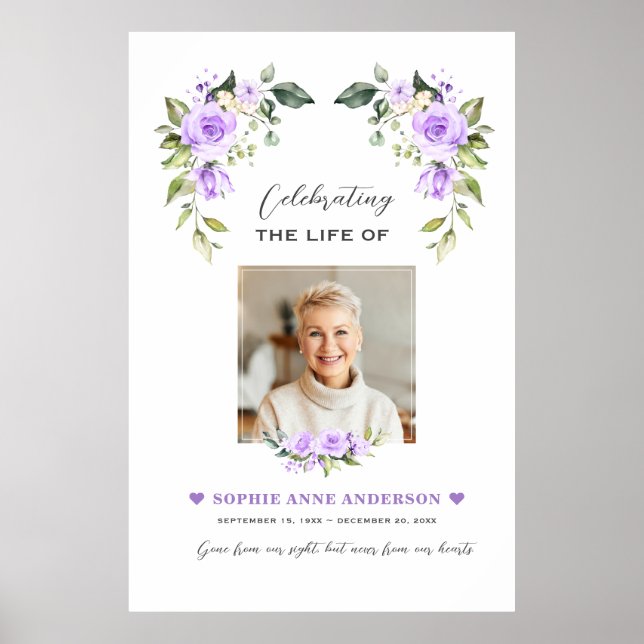 Charm Celebration Of Life Photo Funeral Memorial Poster (Front)