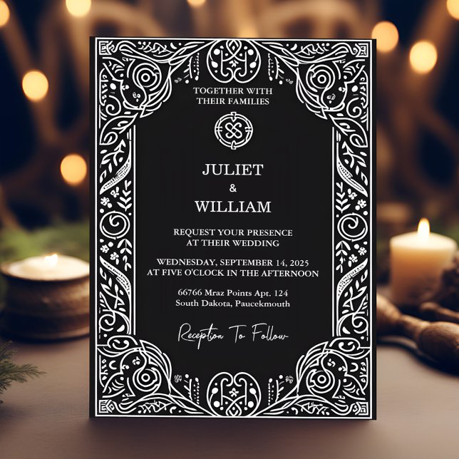 Charm Celtic Nordic Mediaeval Scroll Viking Weddin Invitation (Creator Uploaded)