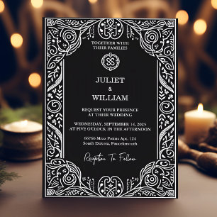 Charm Celtic Nordic Mediaeval Scroll Viking Weddin Magnetic Invitation