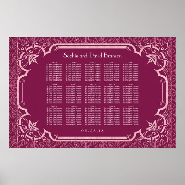 Charm Cooper Great Gatsby Wedding Seating Chart (Front)