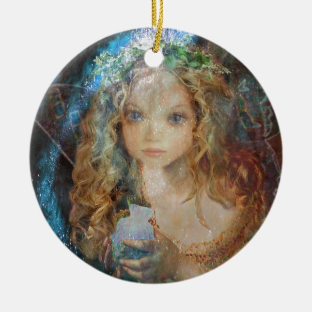 Charm - Fairy Angel with Fairy Dust Blessings Ceramic Ornament (Front)