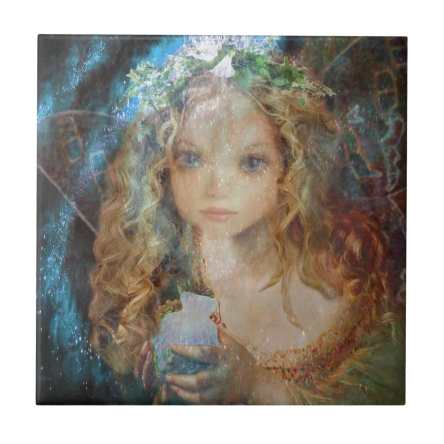 Charm - Fairy Angel with Fairy Dust Blessings Ceramic Tile (Front)