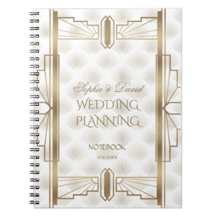 Charm Gold Great Gatsby Art Deco Wedding Planner Notebook