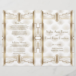 Charm Gold Great Gatsby Art Deco Wedding Program