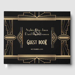 Charm Gold Roaring 20's Great Gatsby 1920s Wedding Guest Book