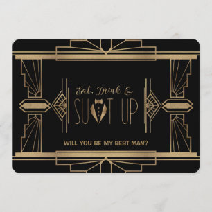 Charm Great Gatsby WILL YOU BE MY BEST MAN Invitation