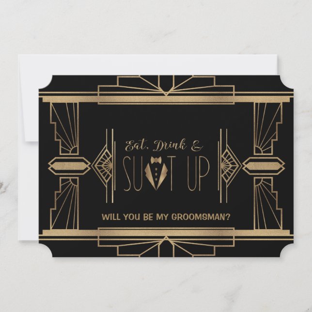 Charm Great Gatsby WILL YOU BE MY GROOMSMAN Invitation (Front)